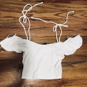 White Off-Shoulder Crop Top